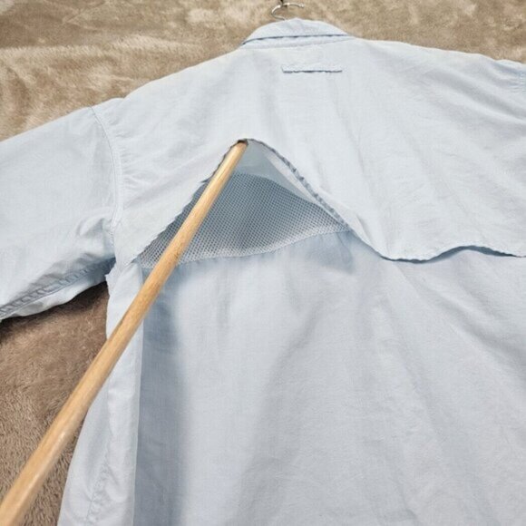 LL Bean Vented Shirt Button-Down Men's Size L Blue Pockets Fishing Short Sleeve - Picture 7 of 10